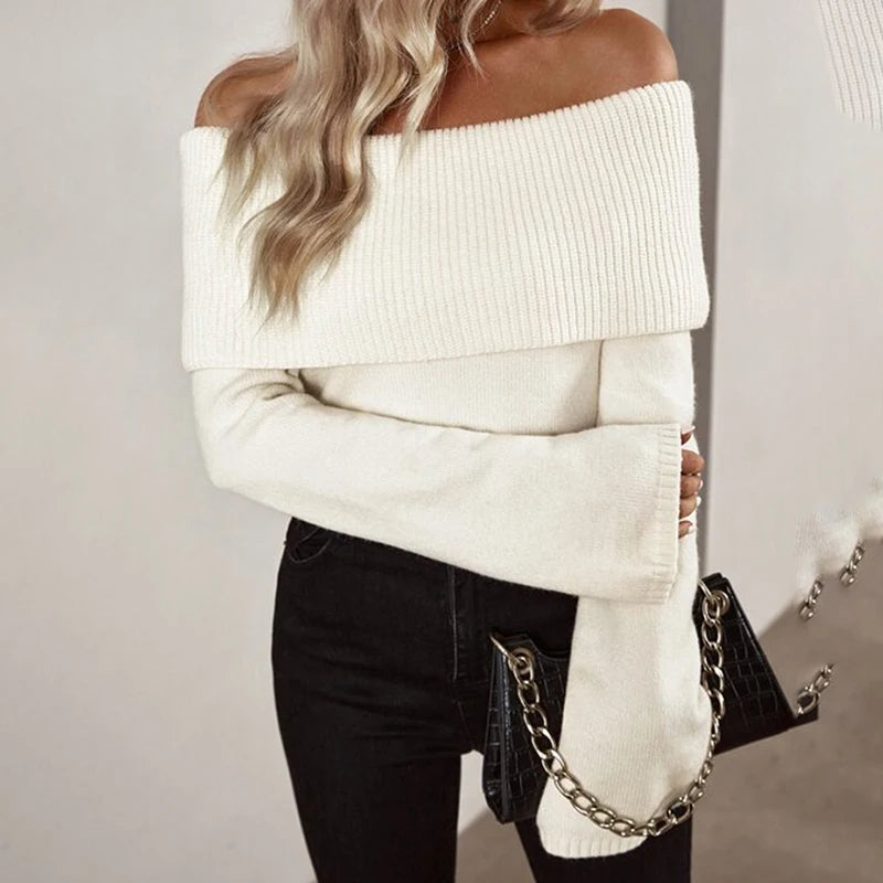 Luxe Off-Shoulder Ribbed Sweater